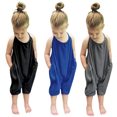 Kids Tales Foreign Trade Kids' Clothing INS-style Summer Baby Romper Girls' Strappy Halterneck Jumpsuit