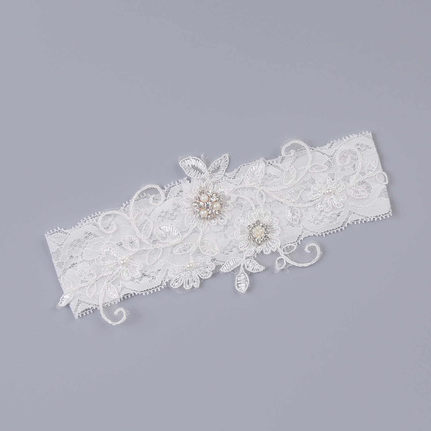 Lace Bridal Garter, Handmade Ivory Stretch, Elastic 40 cm Circumference, 6 cm Wide