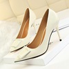 Korean fashion professional ol high heels women’s shoes thin heel high heel patent leather shallow mouth pointed square 