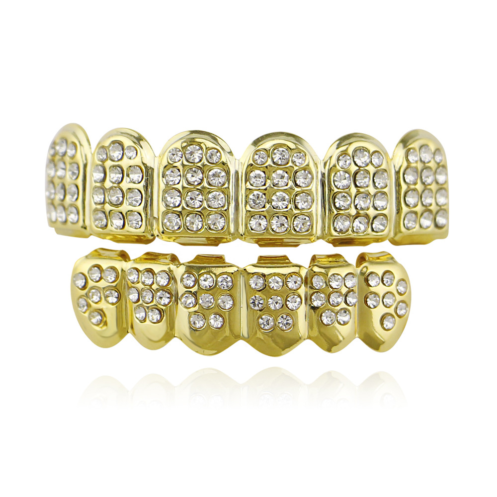 18K gold-plated colorful diamond hip-hop...