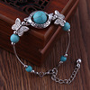 Retro carved turquoise bracelet natural stone, boho style, Aliexpress