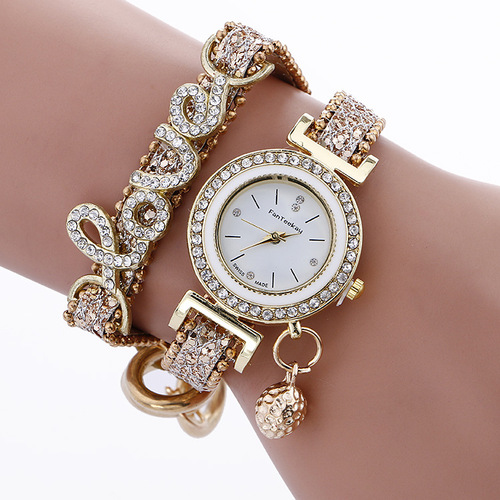 Cross-border foreign trade snake pattern belt with diamonds for women, bracelets, watches, casual fashion LOVE water diamond British women's watches wholesale