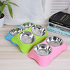 Thickened non -slip pet dog bowl rice bowl eats and drink dual -use -use tools Dog stainless steel dog bowl double bowl of dog food basin spot