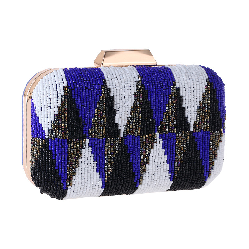 Casual Women's Bag Hand Holding Evening Party Bag Small Square Bag High-end Contrast Color Beaded Embroidered Bag display picture 7