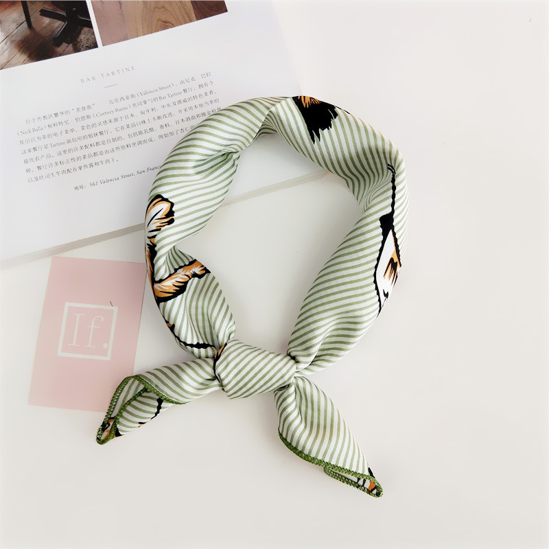 60g Weight Silk Scarf Classification Daily Occasion Satin Material Stripe, Polka Dots, Chains Print Pattern Summer Season Women's Gender Simple Style Style Women's Simple Style Stripe Polka Dots Chains Print Satin Silk Scarf 65