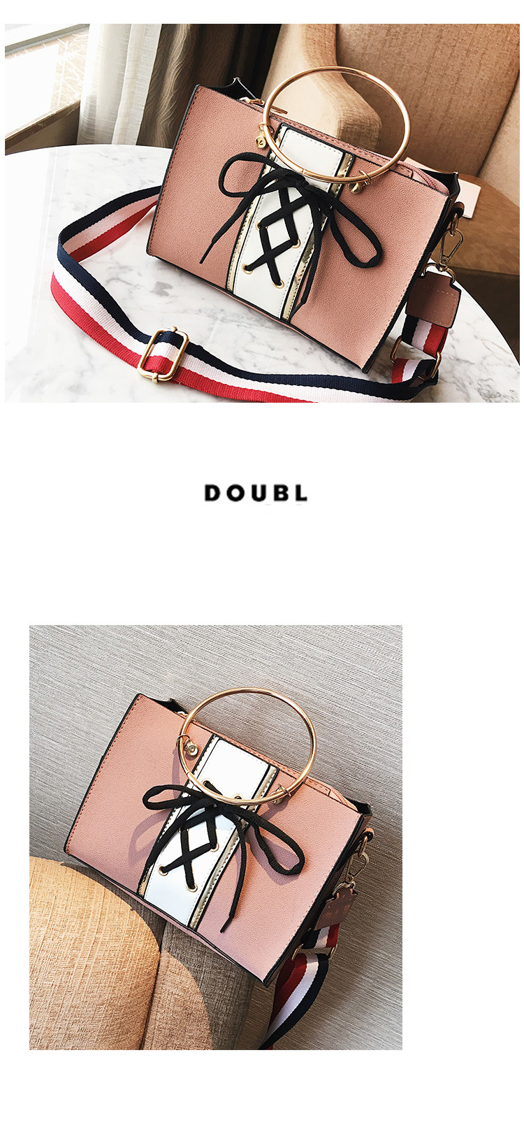 Korean version PUfashion bag (Pink)NHPB0232-Pink