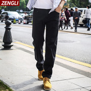 增力春夏上新男式牛仔裤 深裆男裤子宽松弹力黑色长裤加肥加大码