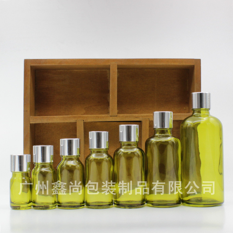 橄榄绿精油瓶 亮银盖配塞 液体稀释瓶香薰玻璃瓶子精油瓶现货批发