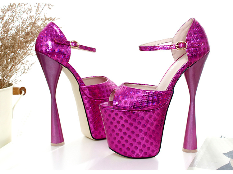 Sandal cao gót nữ hở mũi gót 19 cm đế dày phong cách T-stage — Màu vàng chi tiết 14