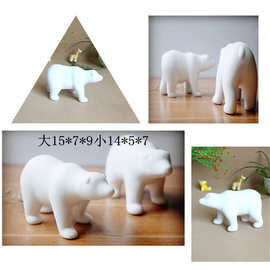 创意陶瓷工艺品 白瓷zakka家居杂货动物摆设品母子北极熊0001