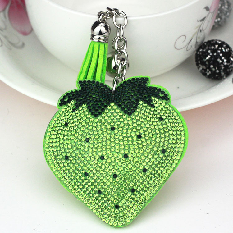 35g Weight Keychain Classification 1 Piece Quantity Daily Occasion Flannel Material Fruit, Strawberry Pattern Women's Gender Diamond Design Glam, Cute Style 1 Piece Glam Cute Fruit Strawberry Flannel Diamond Women's Keychain 4