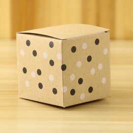 欧式新款牛皮纸喜糖盒 黑白圆点牛皮纸糖果盒 方形牛皮纸盒子