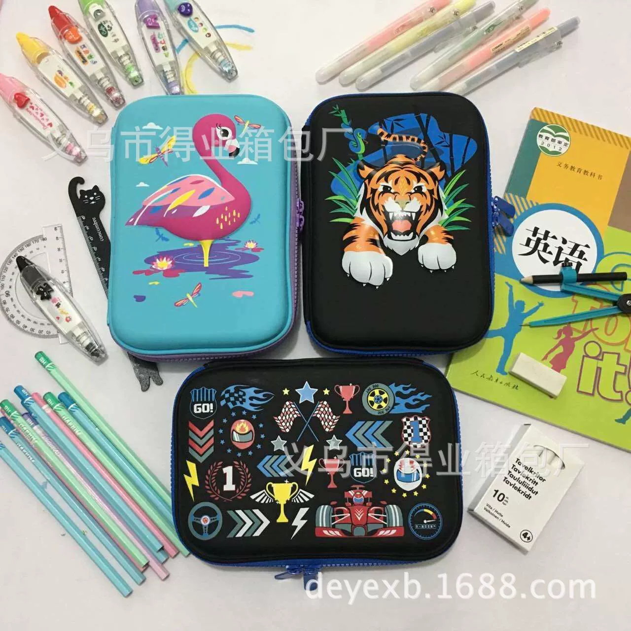 Eva, double-layer universal pencil case for elementary school students, factory direct supply