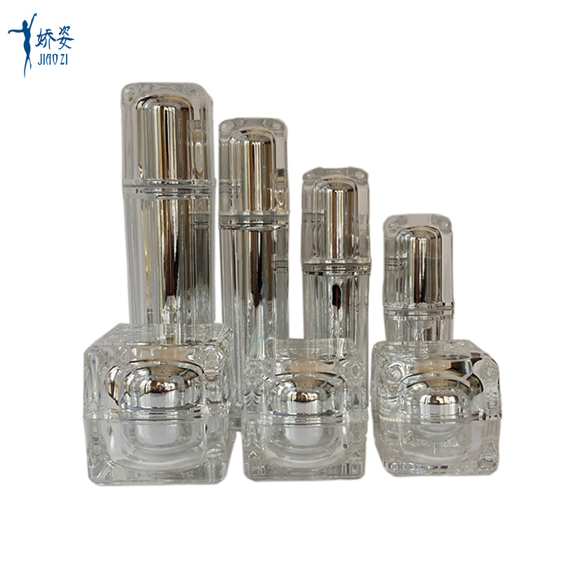 新款 亚克力 圆角四方 电镀银 银色 水晶瓶
