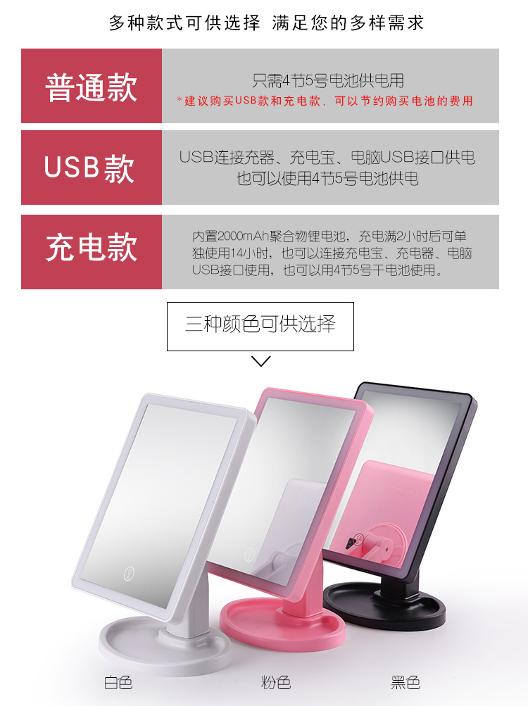 新款led带灯镜子触摸感应发光LED梳妆镜 新款四边欧式化妆镜-阿里巴巴