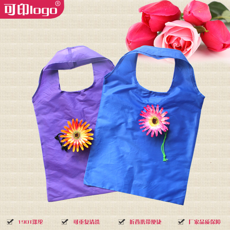 特价购物袋折叠收纳袋便携创意家居手提袋玫瑰花朵礼品袋定制