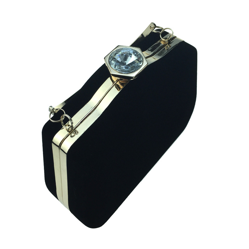 Túi clutch nữ dạ tiệc nhung hình quả bầu đính đá hộp cứng kèm dây xích — Màu đỏ, Màu đỏ rượu, Màu tím, Màu xanh lam chi tiết 29