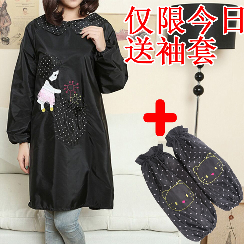 Estilo coreano de moda a prueba de aceite a prueba de agua de manga larga delantal pintura anti-vestirse monos de cocina mono adulto lindo