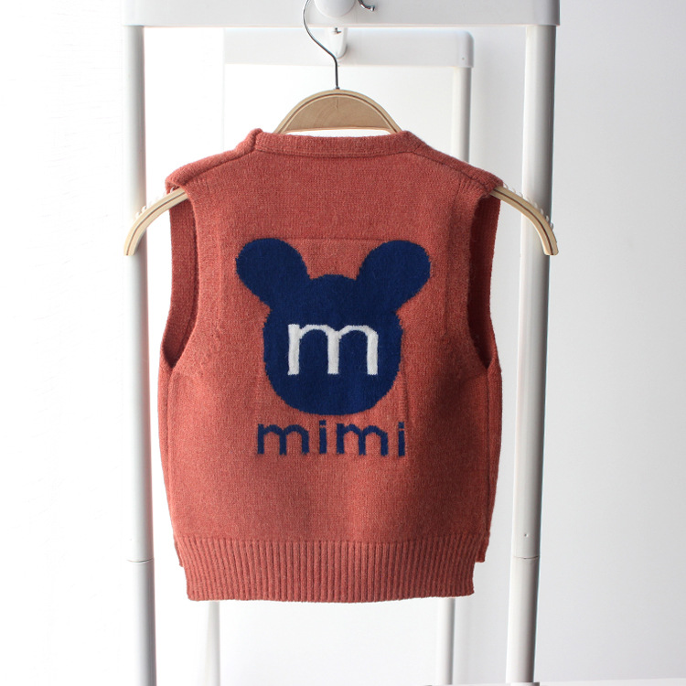 2018 Spring new pattern children Cardigan Boy Mickey Wool vest Korean Edition Thoracotomy sweater