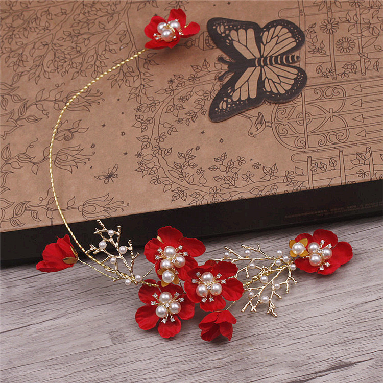 Bridal Headpiece Red