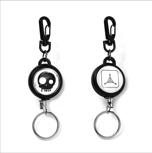 Losing-proof steel wire rope extendable keychain, men's multi-functional tactical small clip outdoor hook EDC equipment