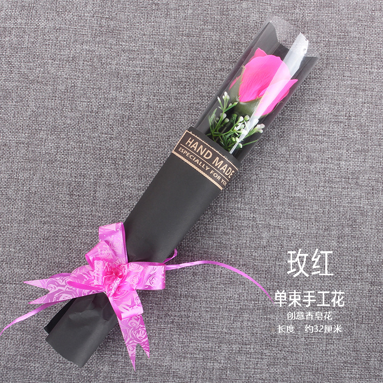 单束手工花 玫红