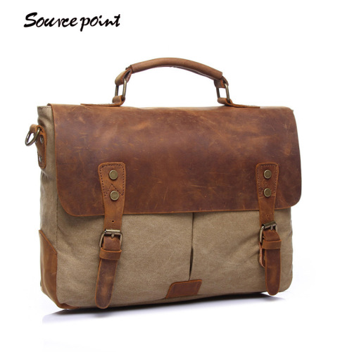 Vintage Canvas Bag with Headline Leather, Unisex Shoulder Bag, Crossbody Bag, Handbag, and Briefcase - Direct Sale from Manufacturer