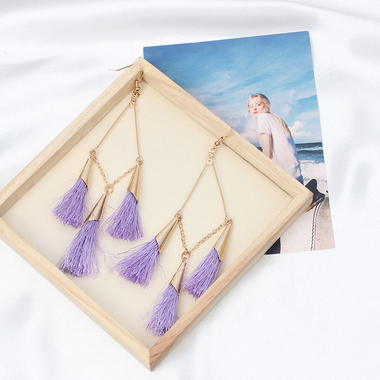 Hand-made Tassel Bohemian Style Long Earrings display picture 4