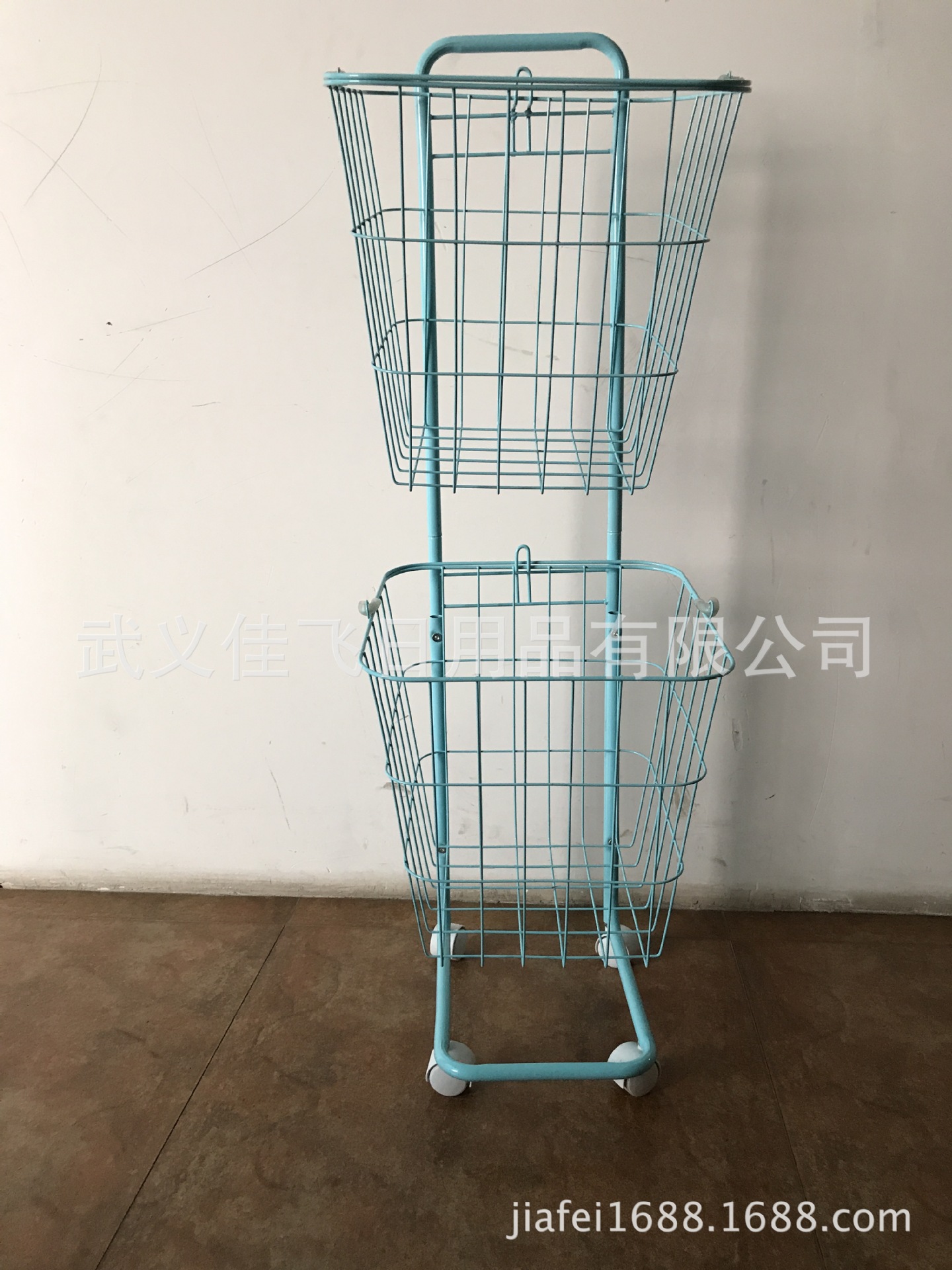 厂家直销韩版双层洗衣车，方形购物车铁丝桶购物车超大