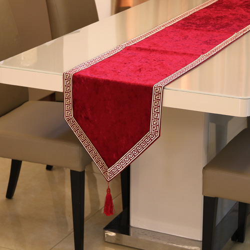 3Q Mama Minimalist New Chinese Style Striped Solid Color Table Flag European Style Dresser Bed End Coffee Table Western Dining Table Soft Furnishing Fabric