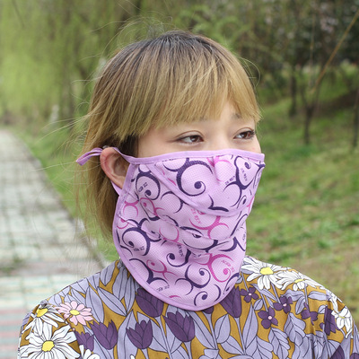Korean Edition summer printing Sunscreen Protective masks Riding outdoors dustproof Opening Neck protection Adjustable face shield wholesale