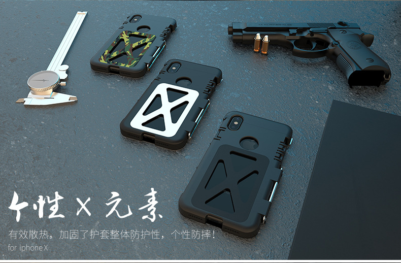 Armor King Iron Man Luxury Shockproof Stainless Steel Aluminum Metal Flip Case Cover for Apple iPhone X