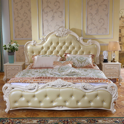 歐式家具床法式雕花工藝公主皮質1.5/米雙人儲物韓特價床婚慶床
