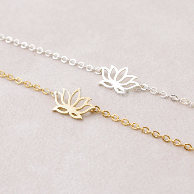 Elegant Lotus Bracelet Alloy Plating Lotus Flower Pendant Bracelet Anklet Wholesale display picture 26