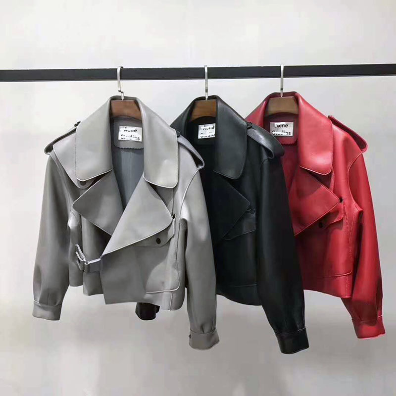 Genuine Leather Jacket Short oversize Profile Lambskin Korean Leather Jacket Women's Spring and Autumn New Live Large Size Genuine Leather Jacket Short oversize Profile Lambskin Korean Leather Jacket Women's Spring and Autumn New Live Large Size