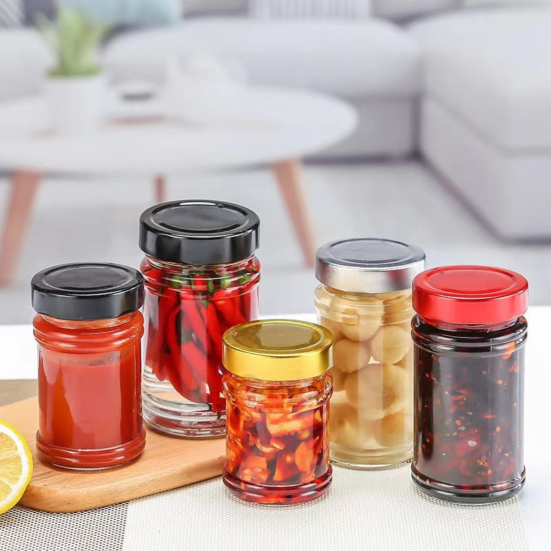 透明玻璃圆形高盖密封酱菜瓶蜂蜜瓶通用包装辣椒酱空瓶果酱燕窝瓶