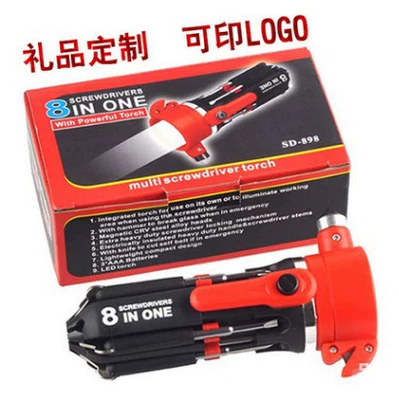 Car supplies eight in Repair kit - 9-in-one-screwdriver-with-flashlight