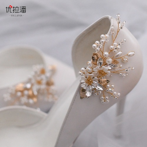 Ulapan Bridal Wedding Accessories Removable Pearl Flower Shoe Flower Alloy Shoe Buckle Shoe Decoration HX21