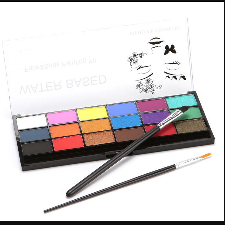 Suministros de maquillaje de Halloween de 18 colores pintura corporal pintura Cara color maquillaje niños Cara color drama a base de agua