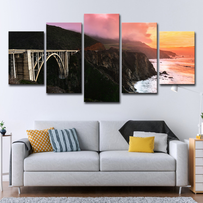 Cross Border AliExpress wish5 Panel Wall Art California Bixby Bridge Scenic Home Decoration