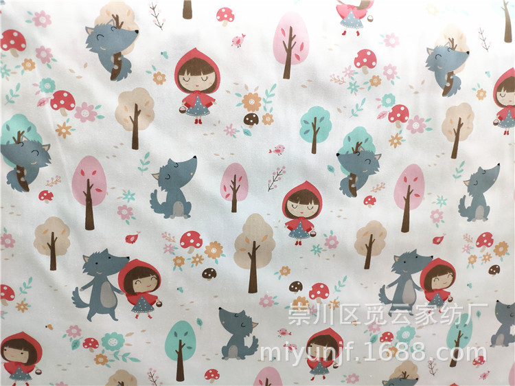 批发供应 纯棉斜纹布料 全棉卡通宝宝床品棉服里布手工面料小红帽