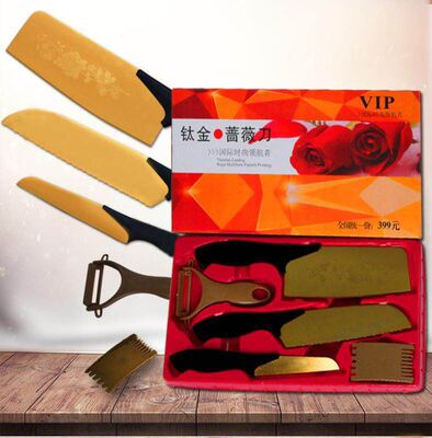 Manufactor Direct selling rose Centennial Rose Gold Blade Five-piece gift Knife sets Electricity supplier gift Rivers and lakes New Products