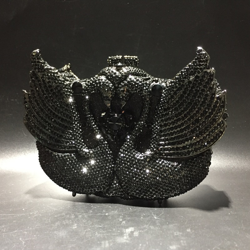 Túi clutch nữ đính kim cương thiên nga cỡ lớn dự tiệc — Màu đen, Màu hồng, Ảnh tùy chỉnh được Cá nhân hóa, Bảy màu vàng kim chi tiết 64