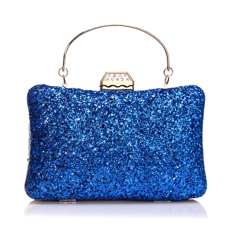 Luxy Moon Blue Sequin Clutch Front View