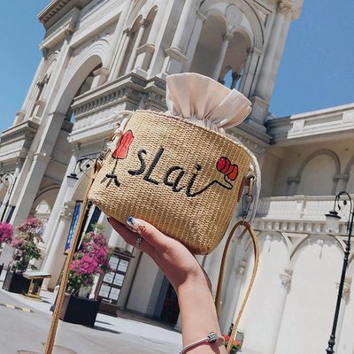 上新草编包编织包沙滩包包2018森系ins超火包斜挎包少女包|ru