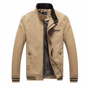 Autumn and winter thin men’s stand collar pure cotton wash coat youth versatile casual jacket man