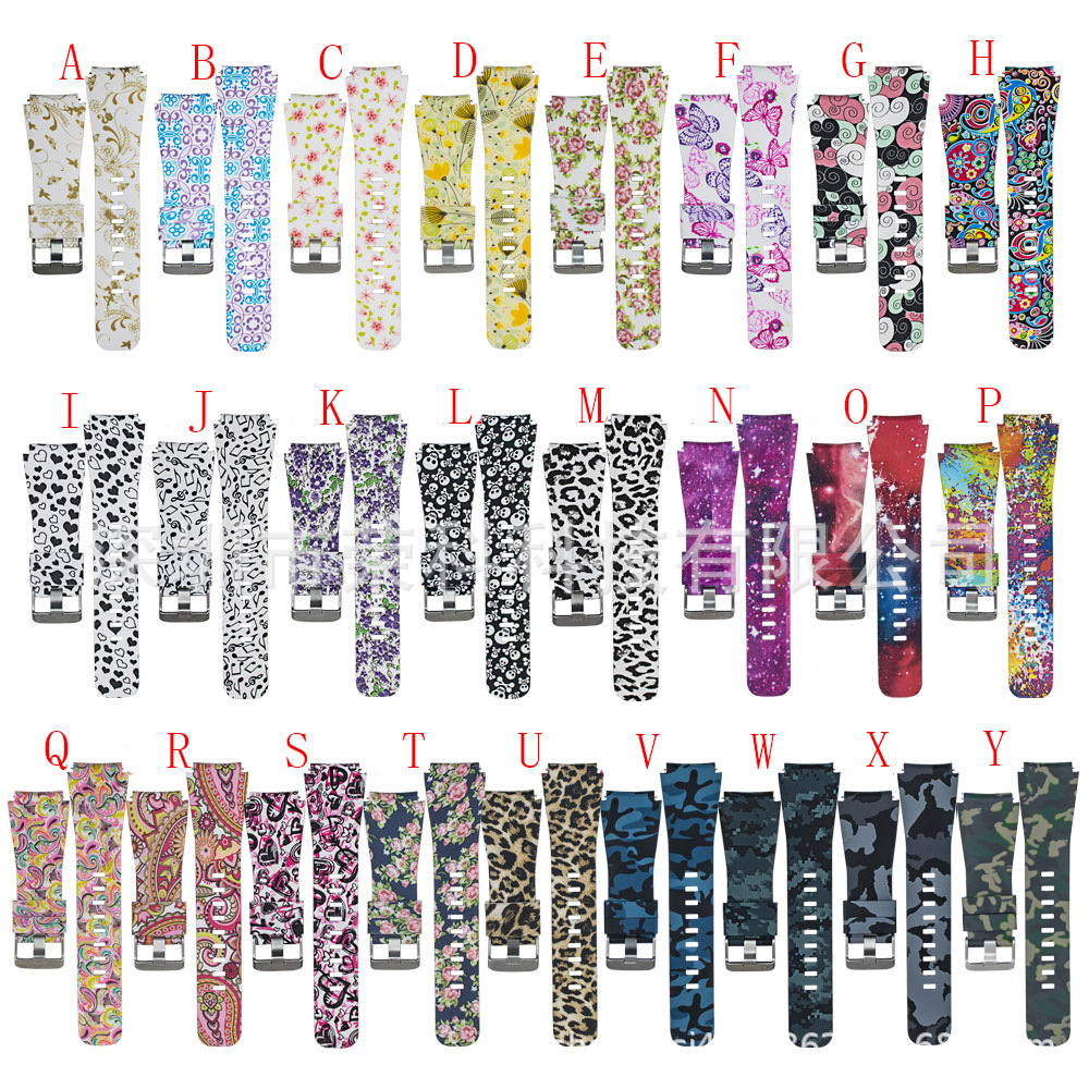For Samsung Samsung gear s3 Printed Silicone Strap Painted Silicone Sport Replacement Wristband