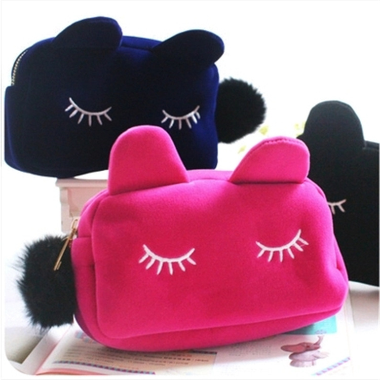 Playful Cat Large Capacity Cosmetic Bag Korean Cute Clutch Women's Small Bag Coin Purse 50G