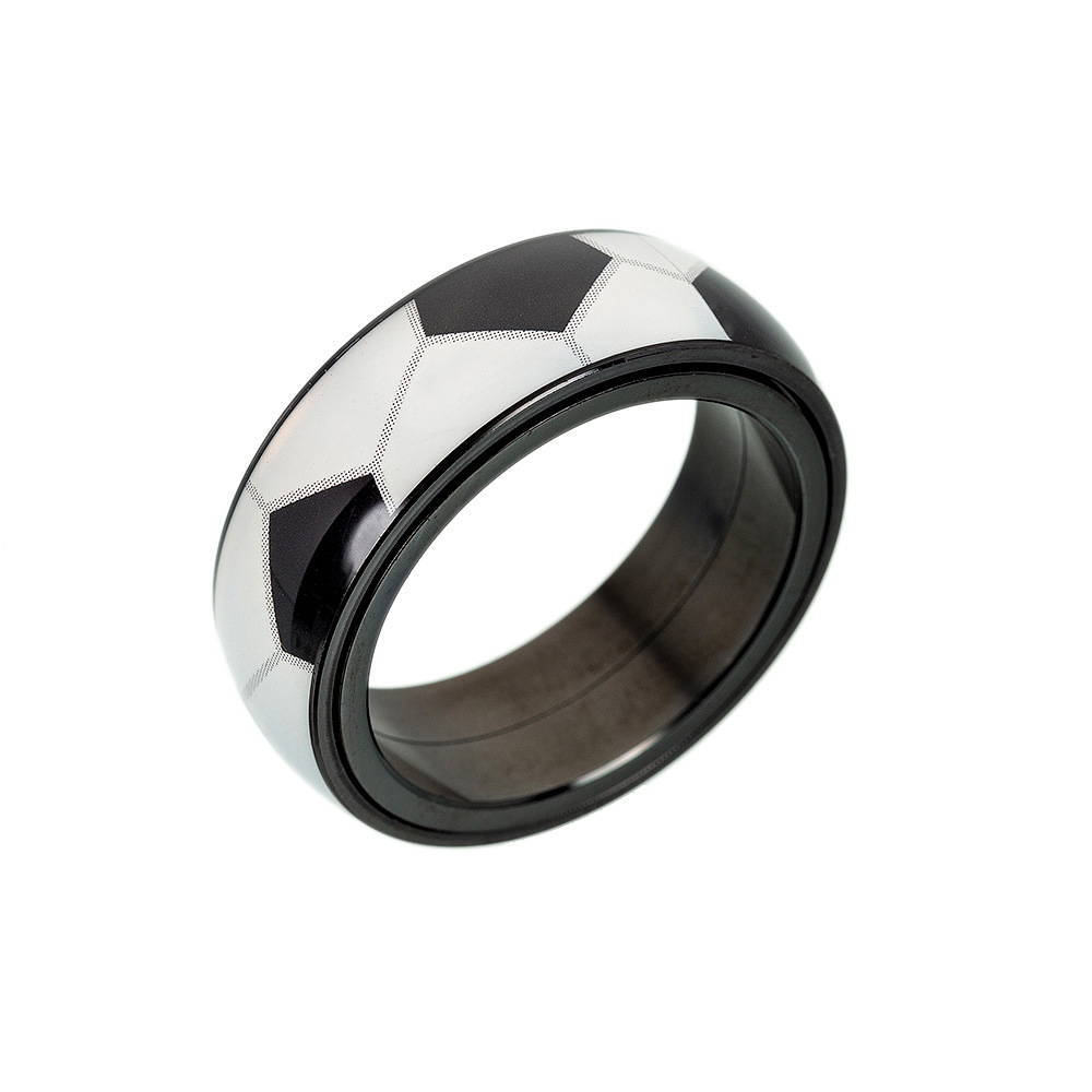 Fashion Football Basketball Baseball Rugby Stripe Titanium Steel Ring display picture 9