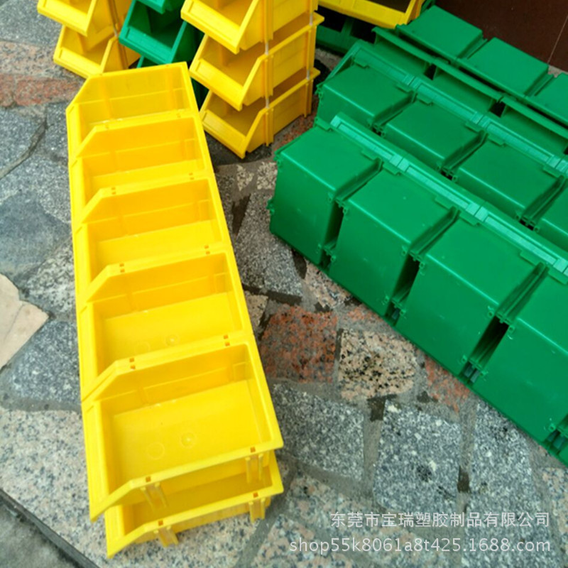 生产加厚斜口带插柱塑料周转盒 螺丝工具塑胶零件盒